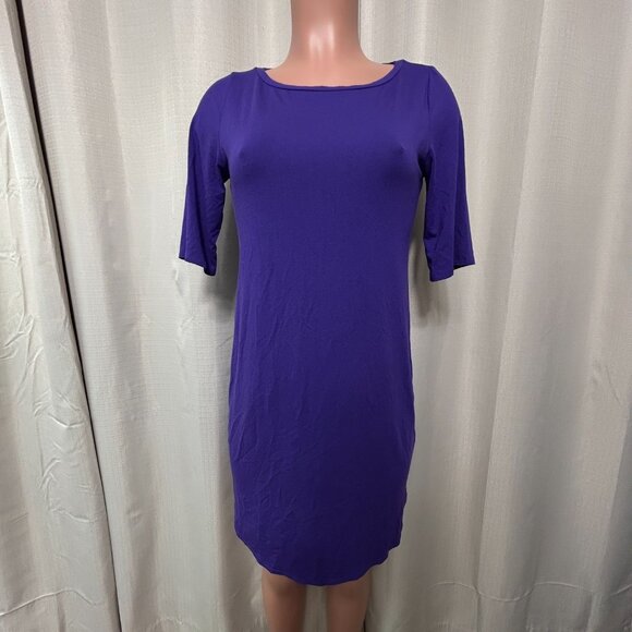 Eileen Fisher Short Sleeve Pullover Sheath Dress Women's Sz Small Petite Purple - Picture 1 of 9